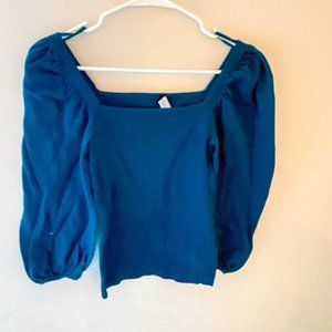 XS New York & Company Square Neck Puff-Sleeve Sweater